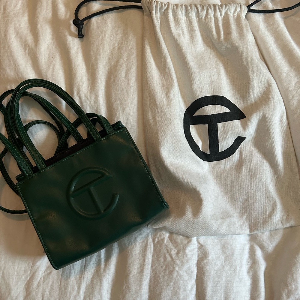 Emerald green small Telfar bag.